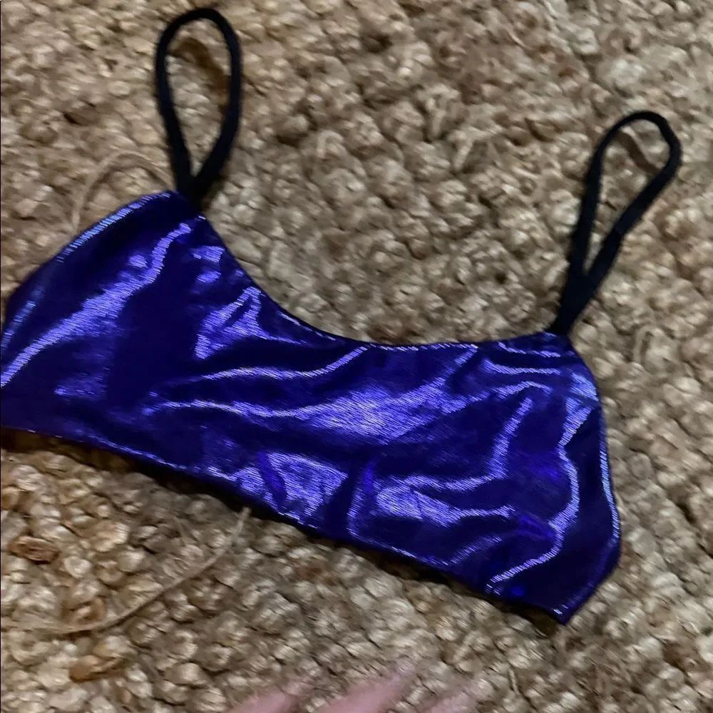 Purple Metallic Bikini Top - Size XS/Small- Strech Super Cute Top